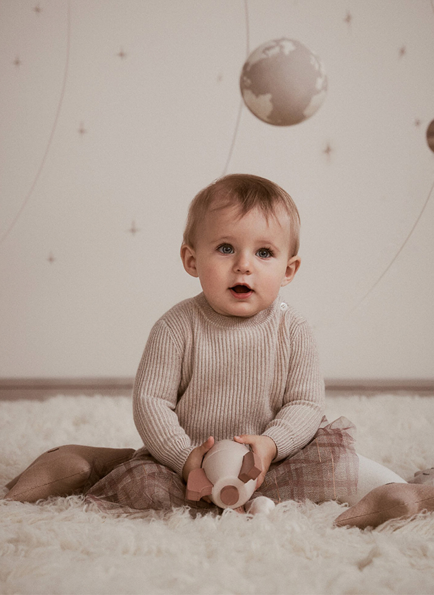 Рокля от кашмир 'Sparkling notes' Brunello Cucinelli Kids 12M