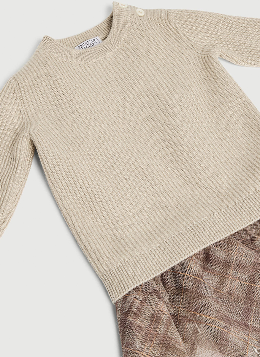 Рокля от кашмир 'Sparkling notes' Brunello Cucinelli Kids 12M