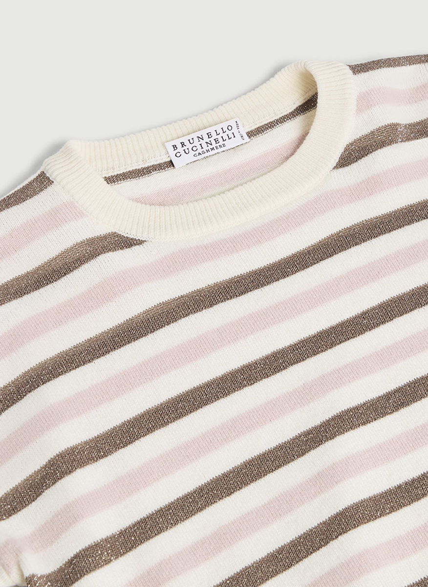 Раиран пуловер от фина вълна и кашмир Brunello Cucinelli Kids 12