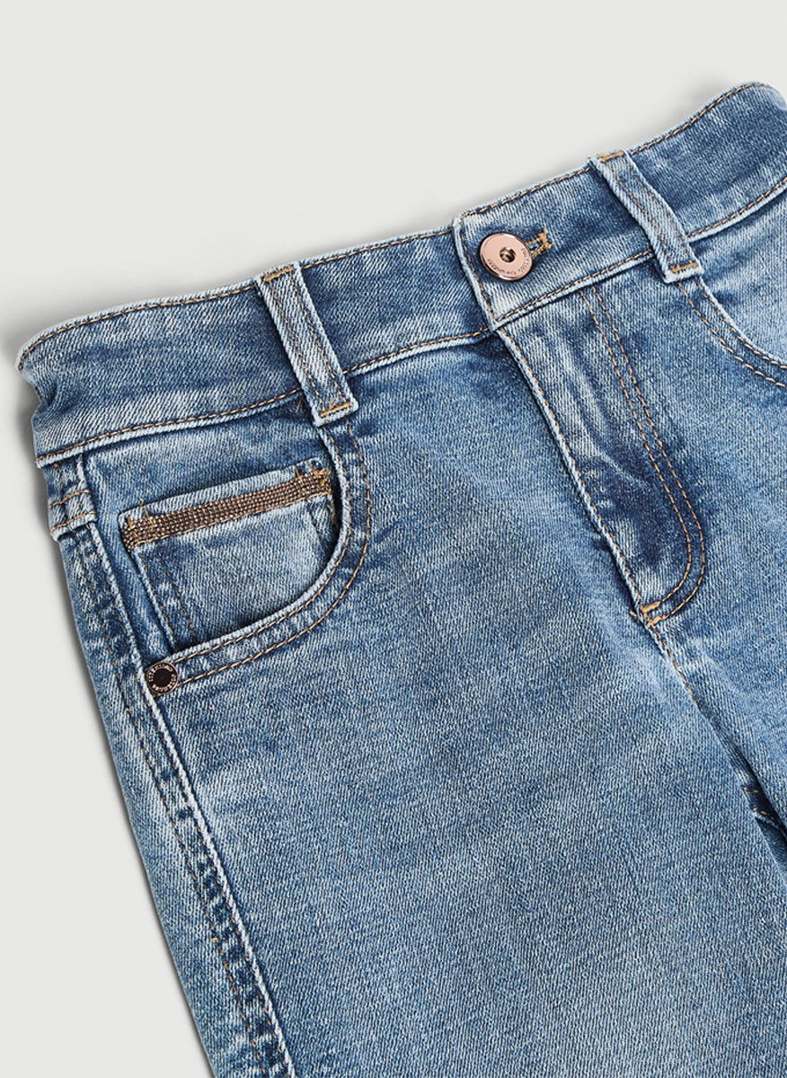 Brunello Cucinelli Kids 4-6 denim trousers with monili