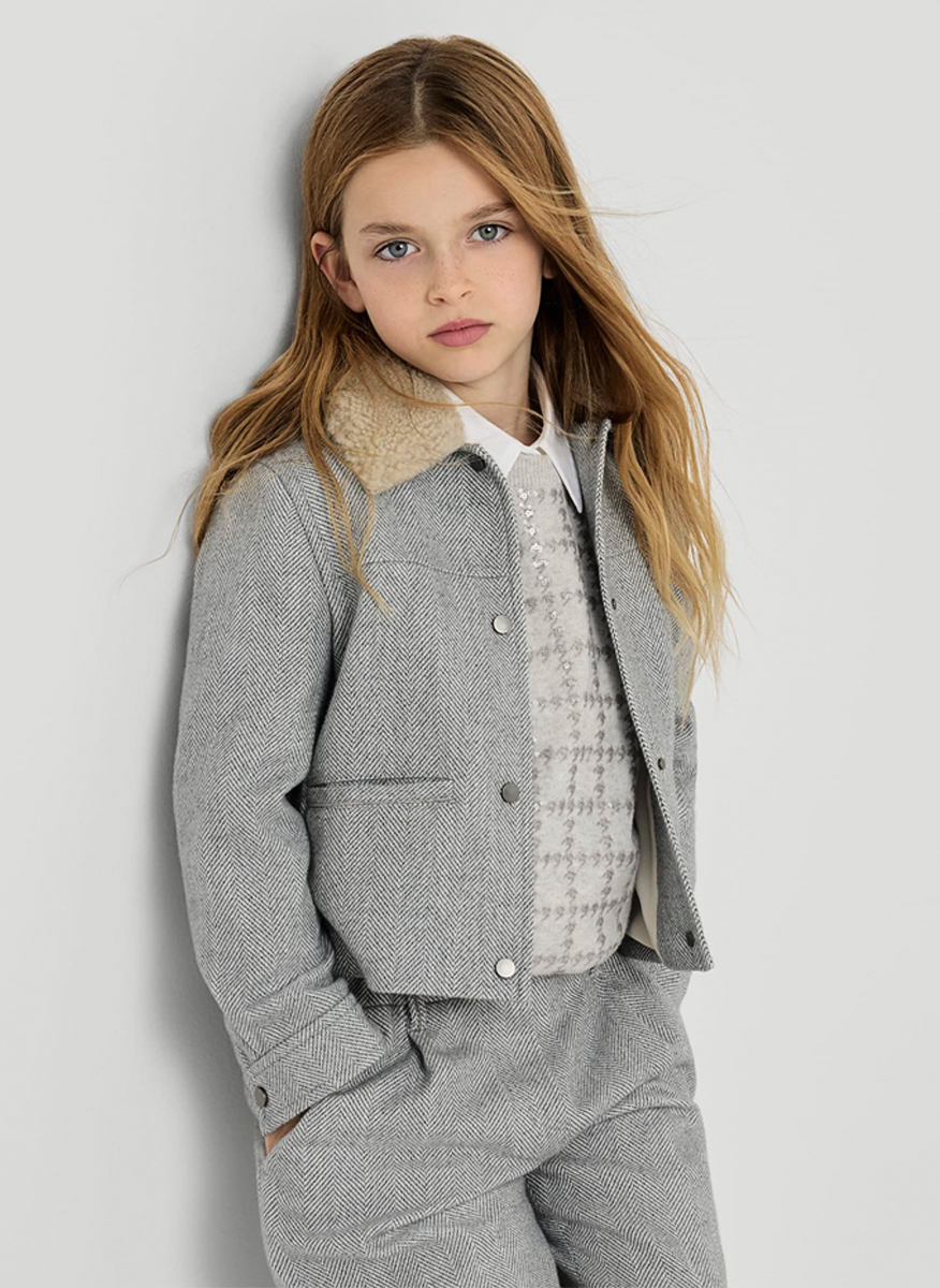 Brunello Cucinelli Kids 8-10 jacket with shearling collar