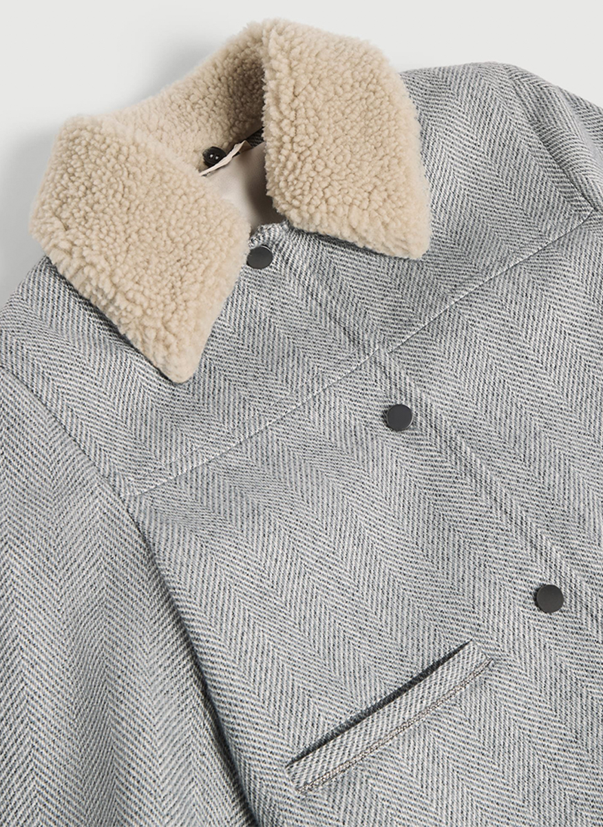Brunello Cucinelli Kids 8-10 jacket with shearling collar