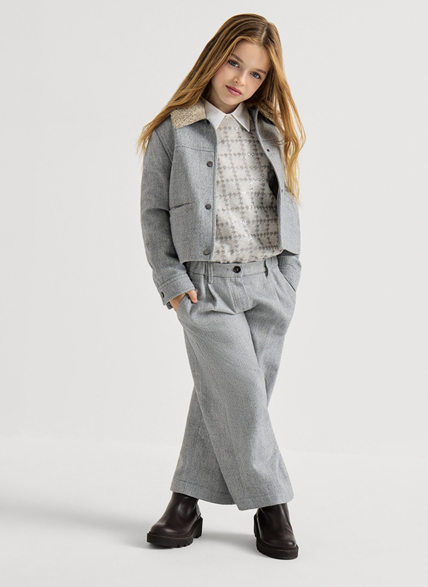 Brunello Cucinelli Kids 12 jacket with shearling collar