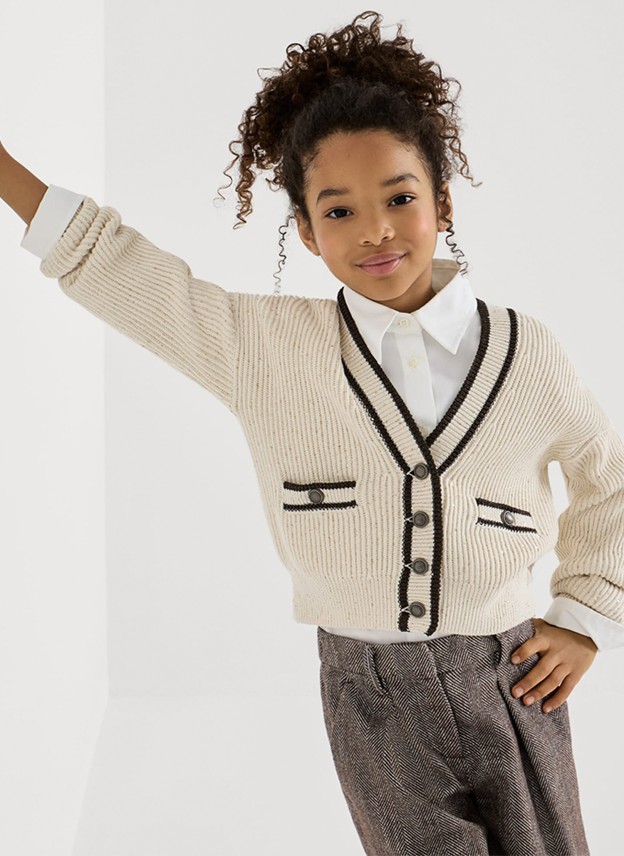 Жилетка с контрастни детайли Brunello Cucinelli Kids 8-10