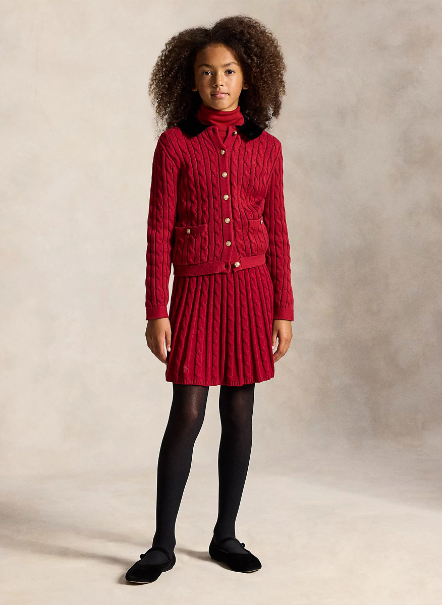 Ralph Lauren Kids 7-14 cardigan with velvet details3