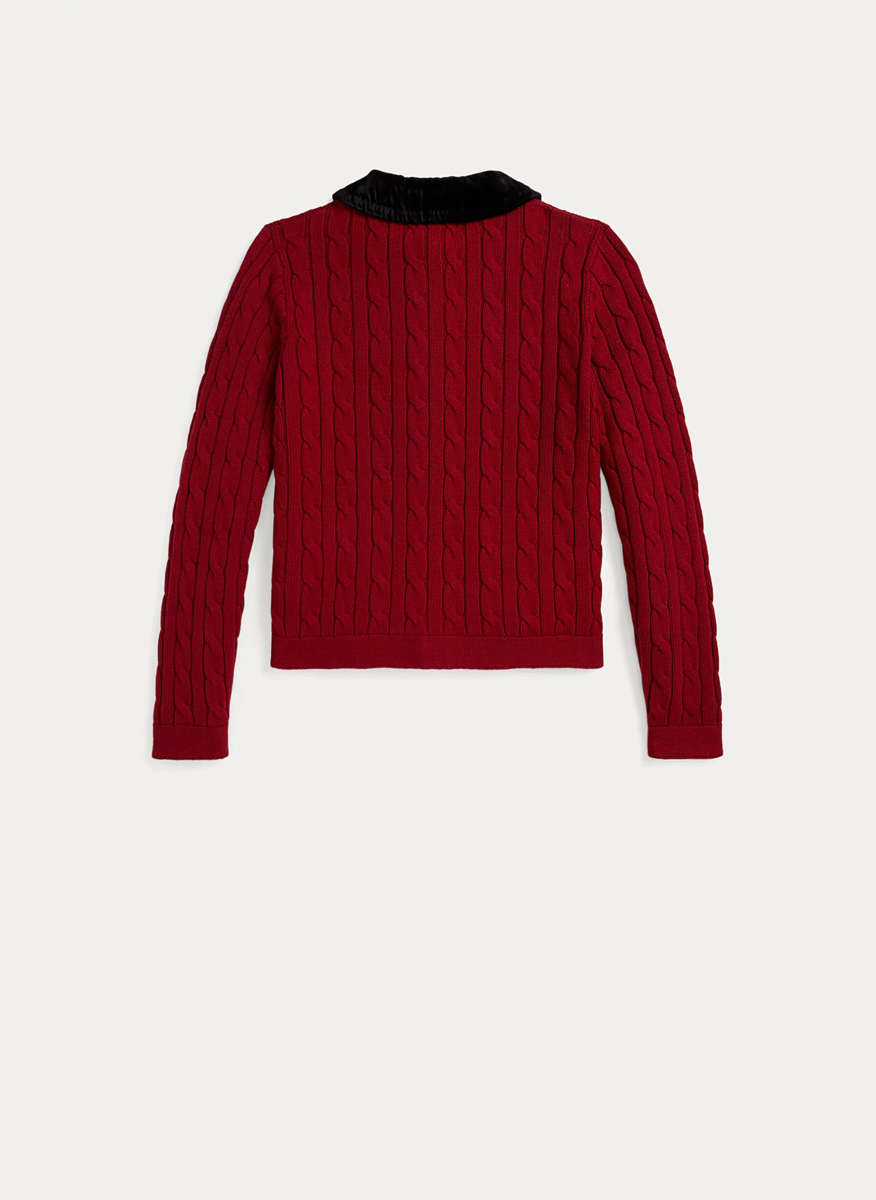 Ralph Lauren Kids 7-14 cardigan with velvet details5