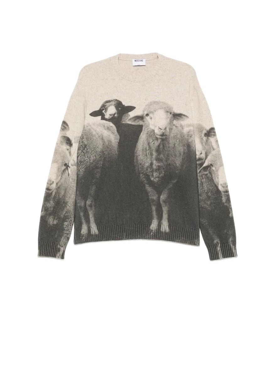 Пуловер с коприна 'sheep-print' Moschino