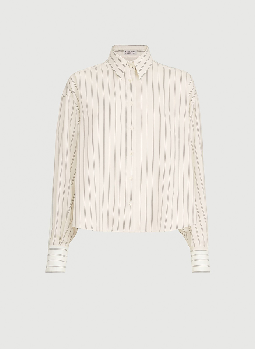Brunello Cucinelli striped shirt with monili