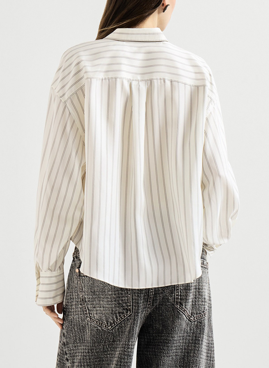 Brunello Cucinelli striped shirt with monili