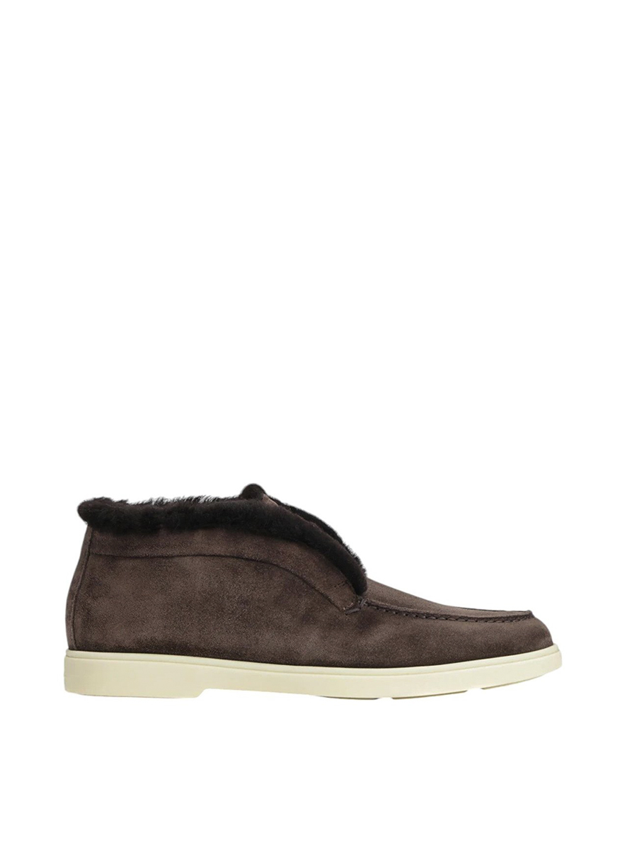 Santoni suede boots with shearling details