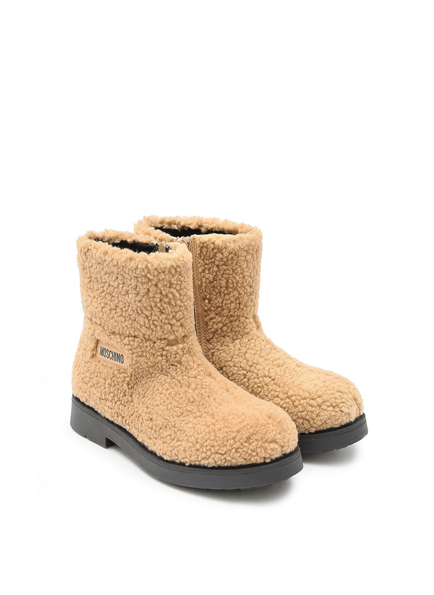 Moschino Kids faux-shearling boots