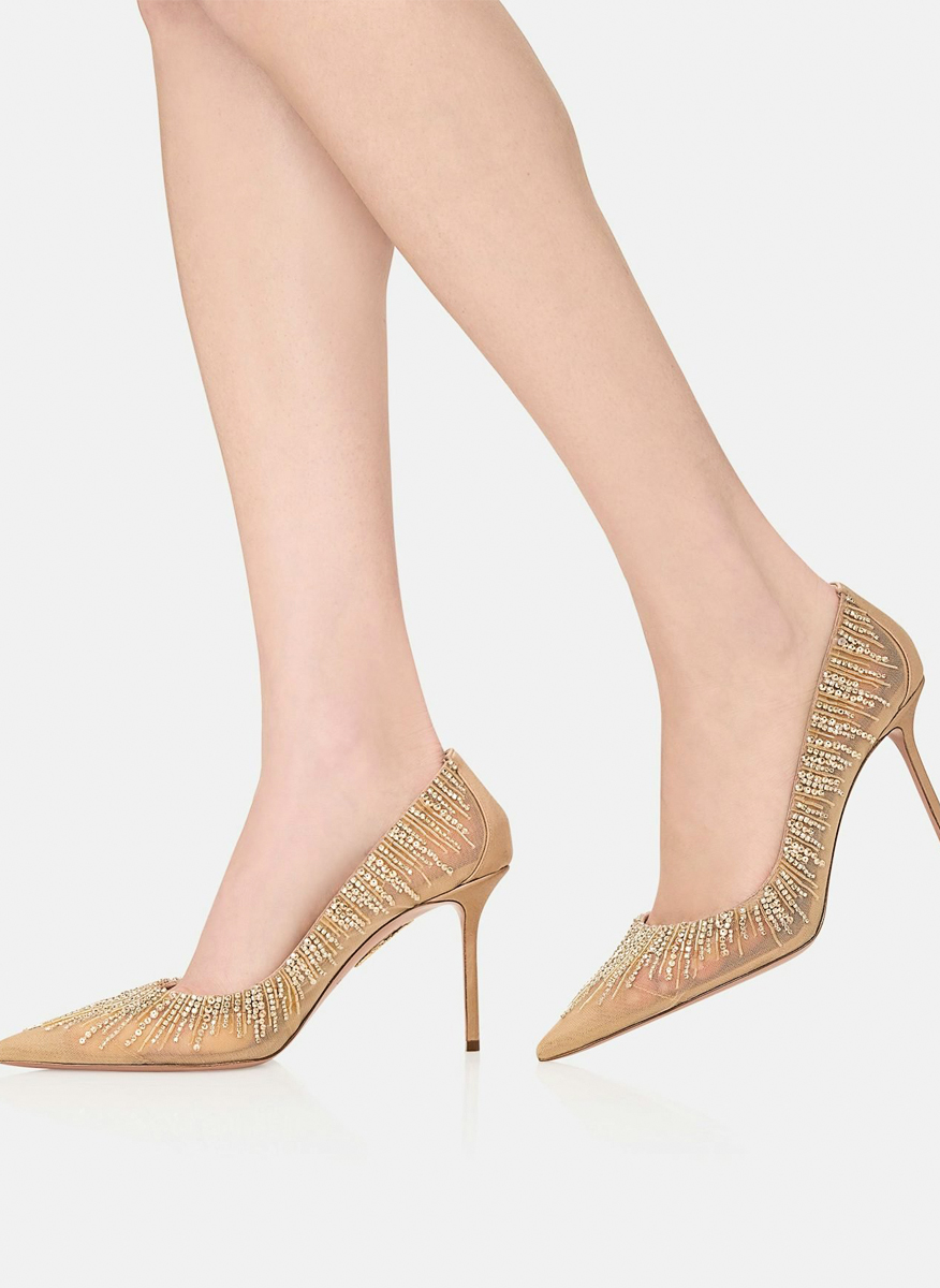 Обувки на ток с декоративни кристали 'Soft Sky' Aquazzura6