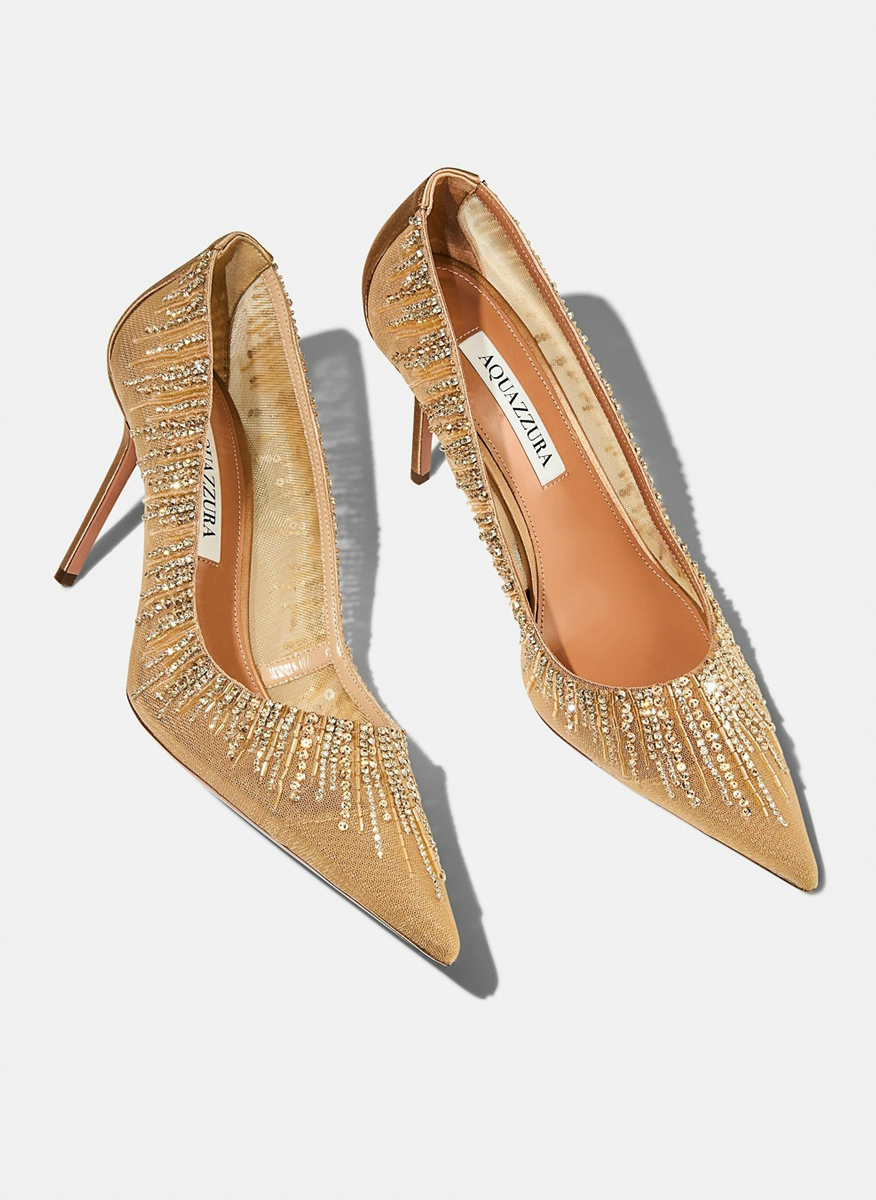 Обувки на ток с декоративни кристали 'Soft Sky' Aquazzura5