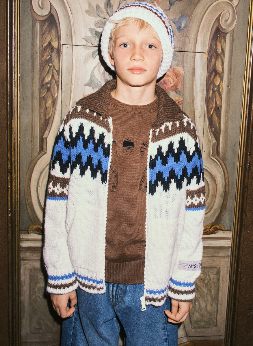 Nº21 Kids jacquard cardigan