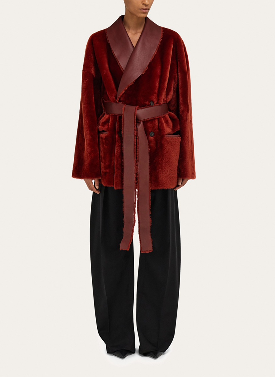 Двулицево палто 'shearling' Ferragamo