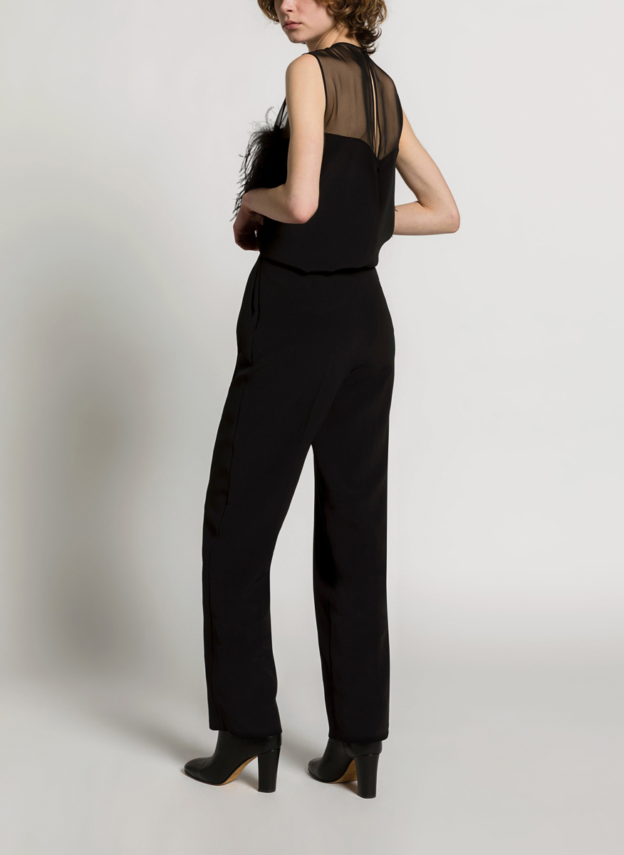 Топ с апликирани пера Alberta Ferretti