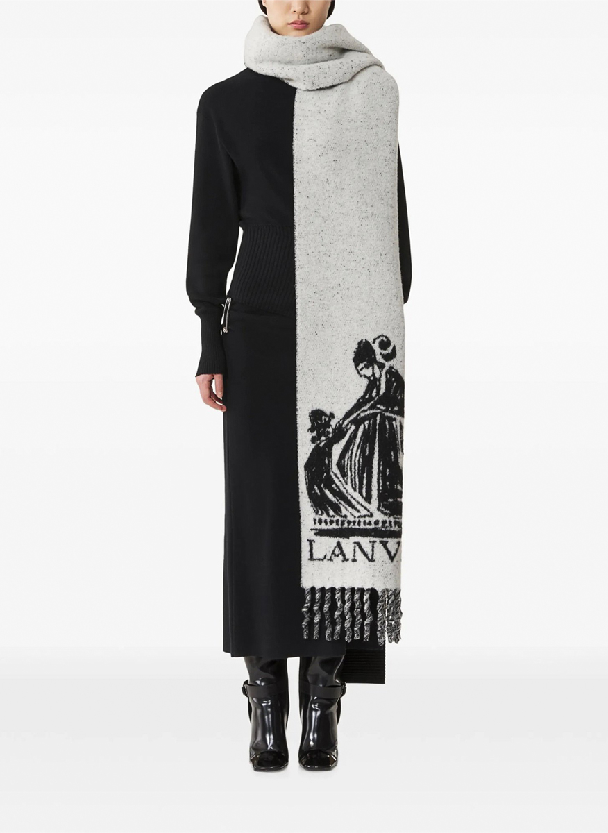Вълнен шал с лого принт Lanvin