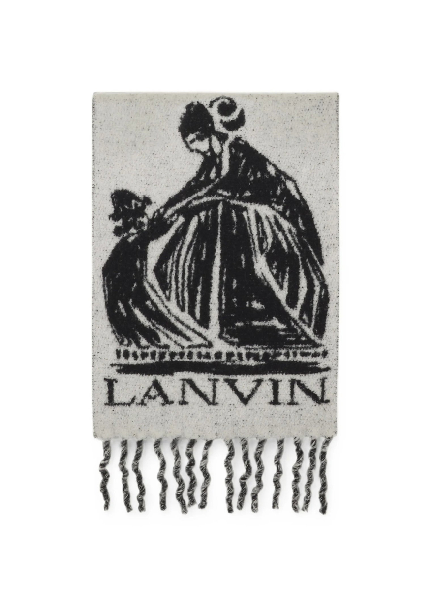 Вълнен шал с лого принт Lanvin