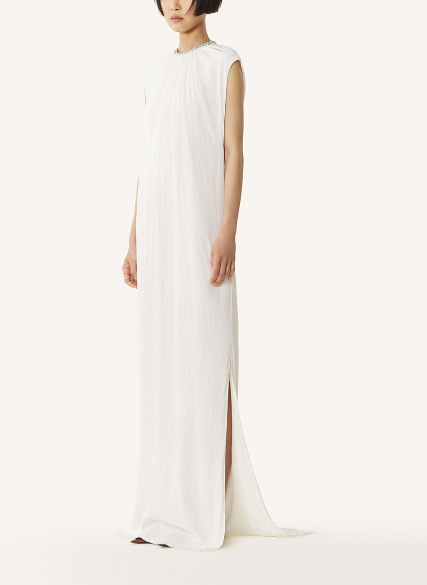 Дълга рокля с декоративни кристали Lanvin