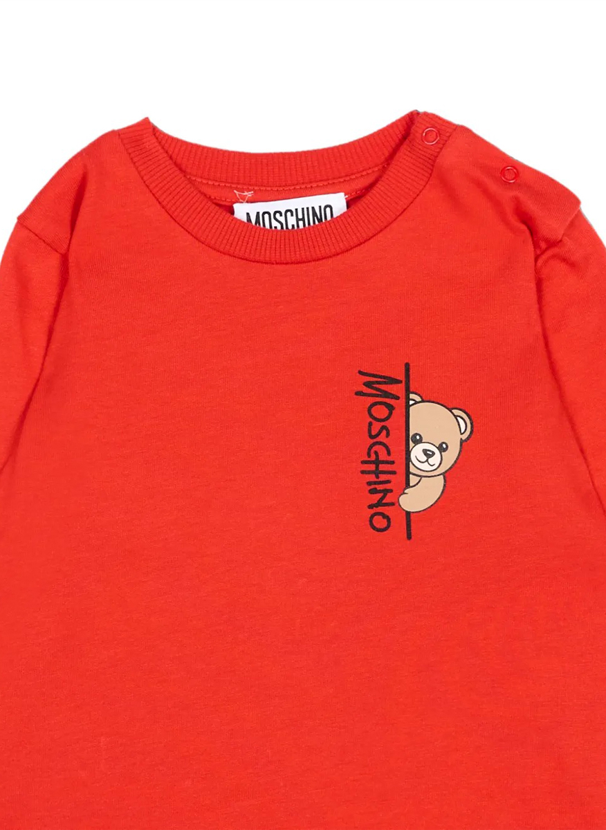 Памучна блуза с принт `Teddy` Moschino Kids