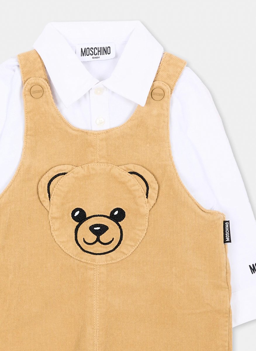 Сет с гащеризон от рипсено кадифе Moschino Kids