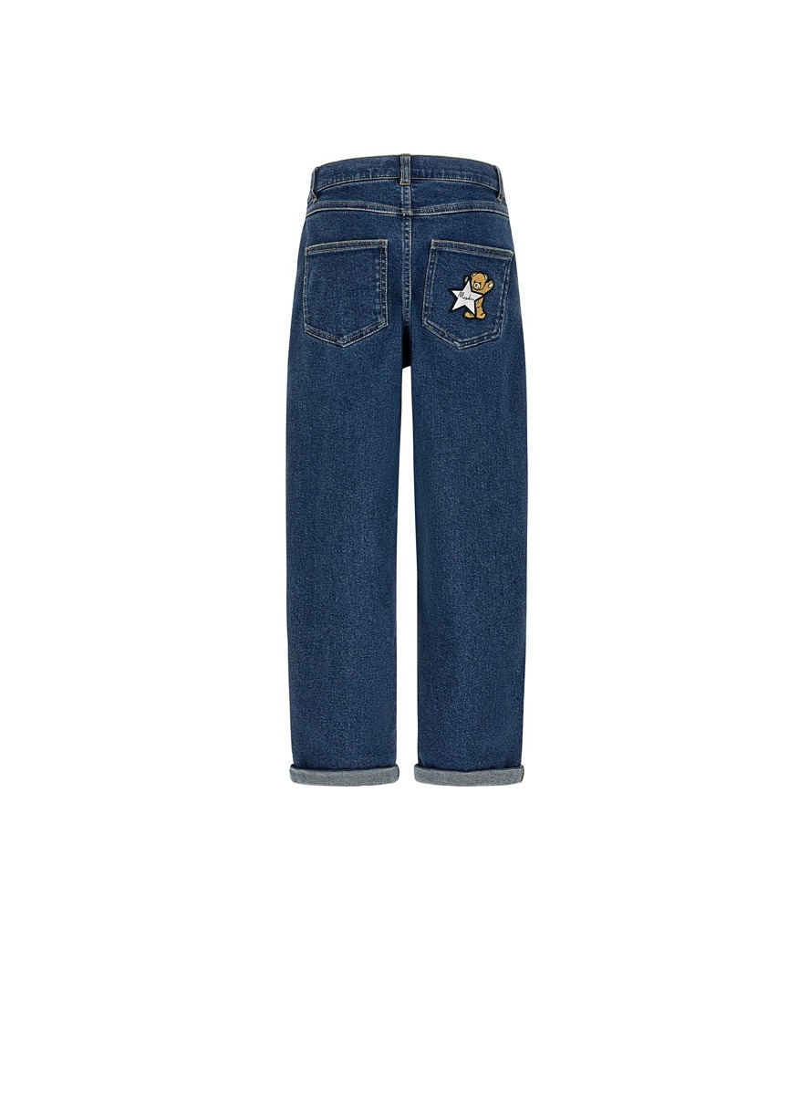Деним с декоративни кристали Moschino Kids