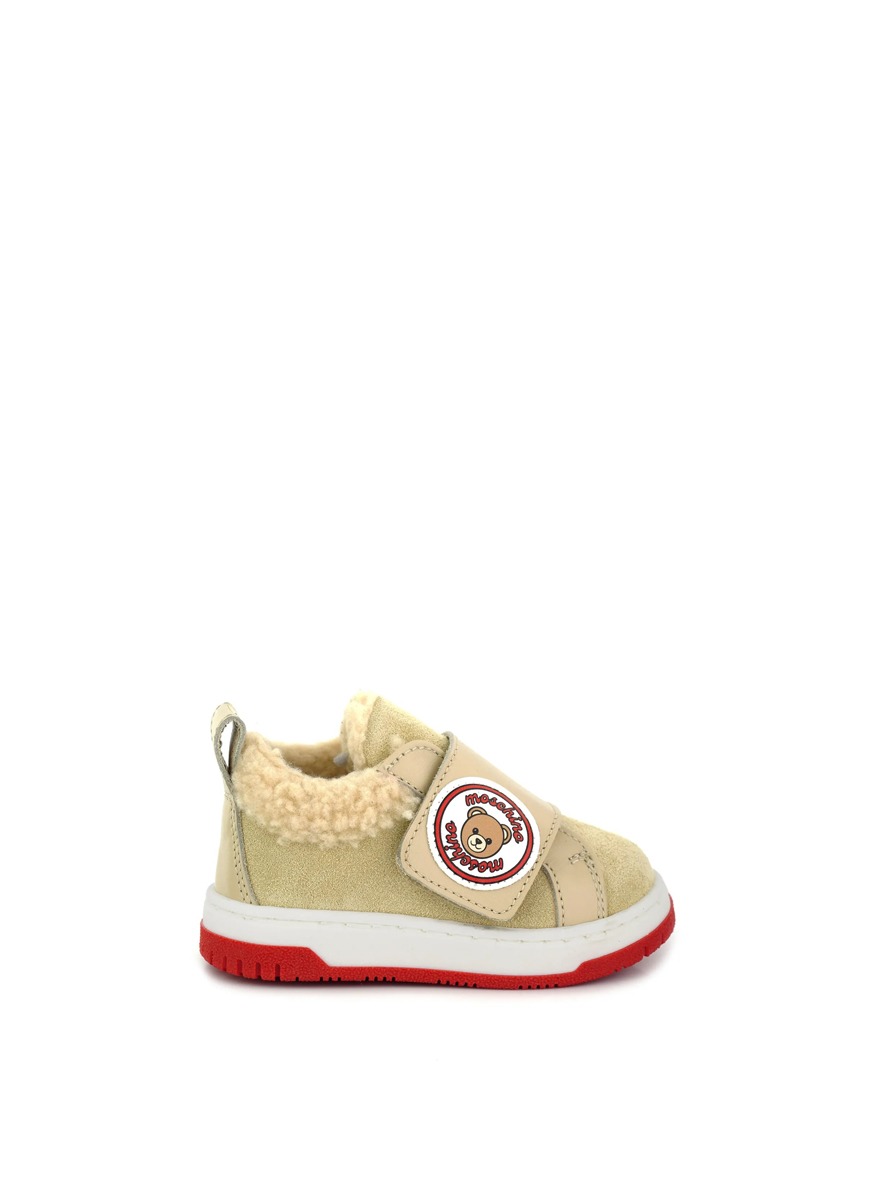 Moschino Kids leather sneakers with 'Teddy Bear' motif