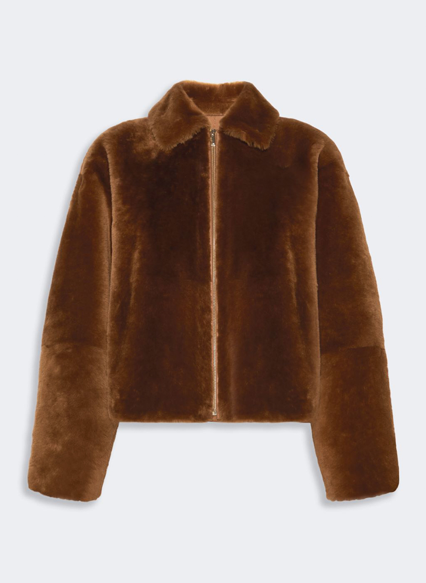 Яке от естествена кожа с косъм Max Mara Studio Mstassenso