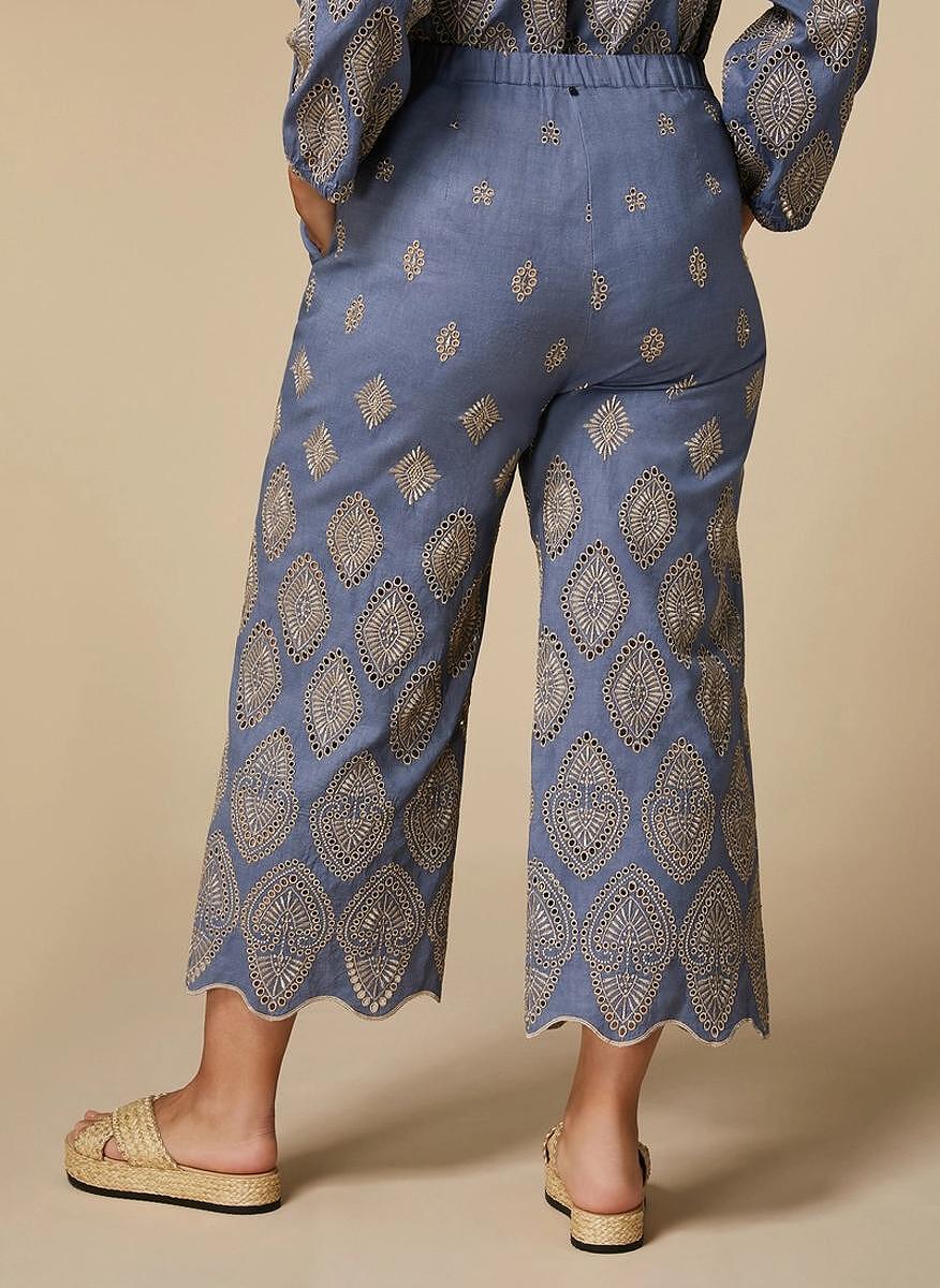 Панталон с бродерия 'Cropped Fit' Marina Rinaldi Aggravi