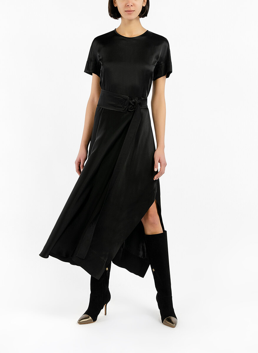 Сатенена рокля с колан Sportmax Nevis