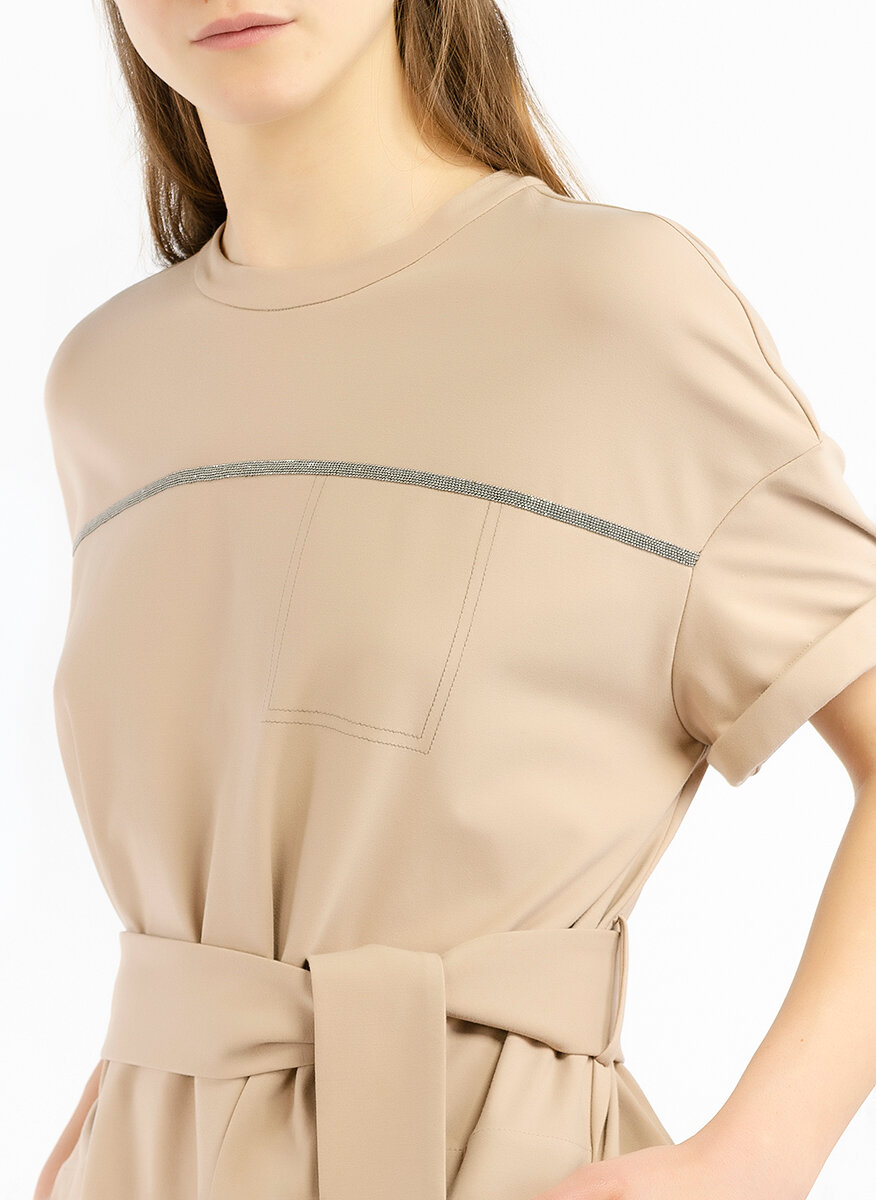 T-shirt рокля с колан Brunello Cucinelli