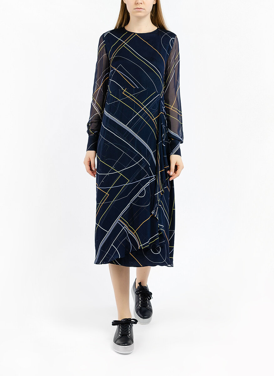 Миди рокля с принт  'Graphic Collision ' Sportmax Essenza