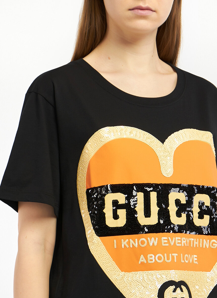 Oversize тишърт с  'Love' принт Gucci