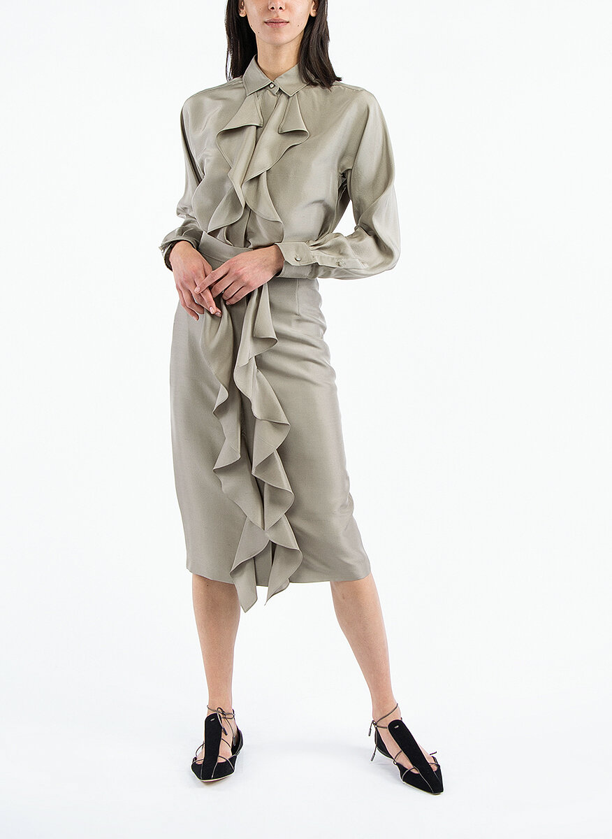 Копринена пола с волани Max Mara Edolo