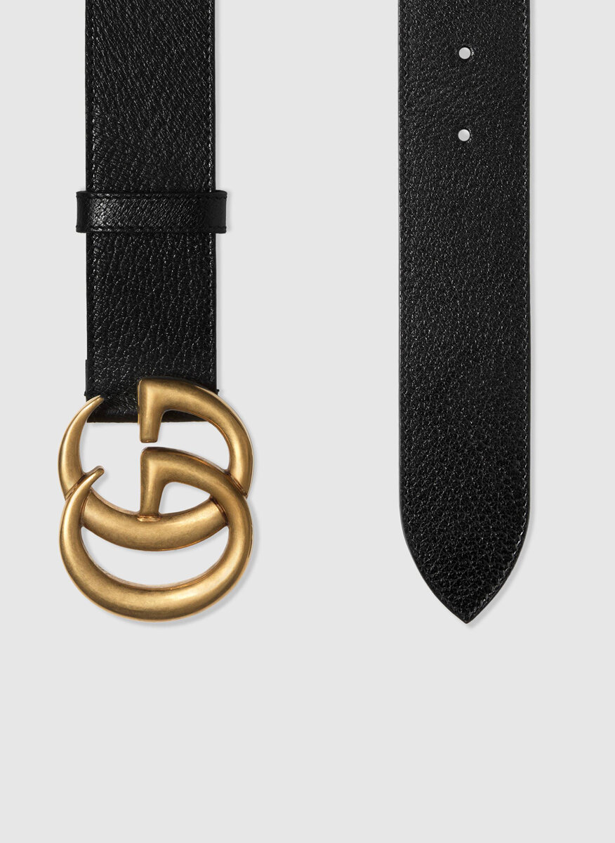 Колан със златиста GG катарама Gucci