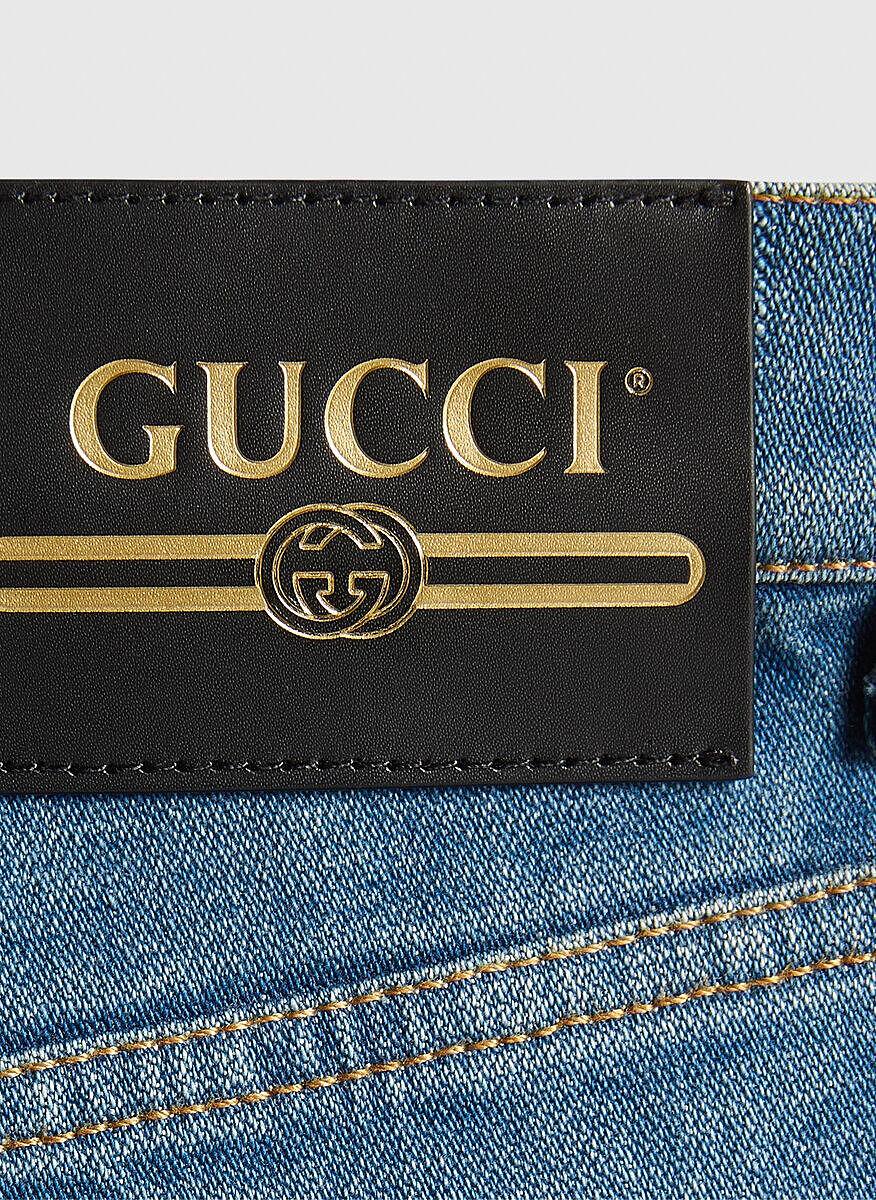 Деним с износен ефект Gucci