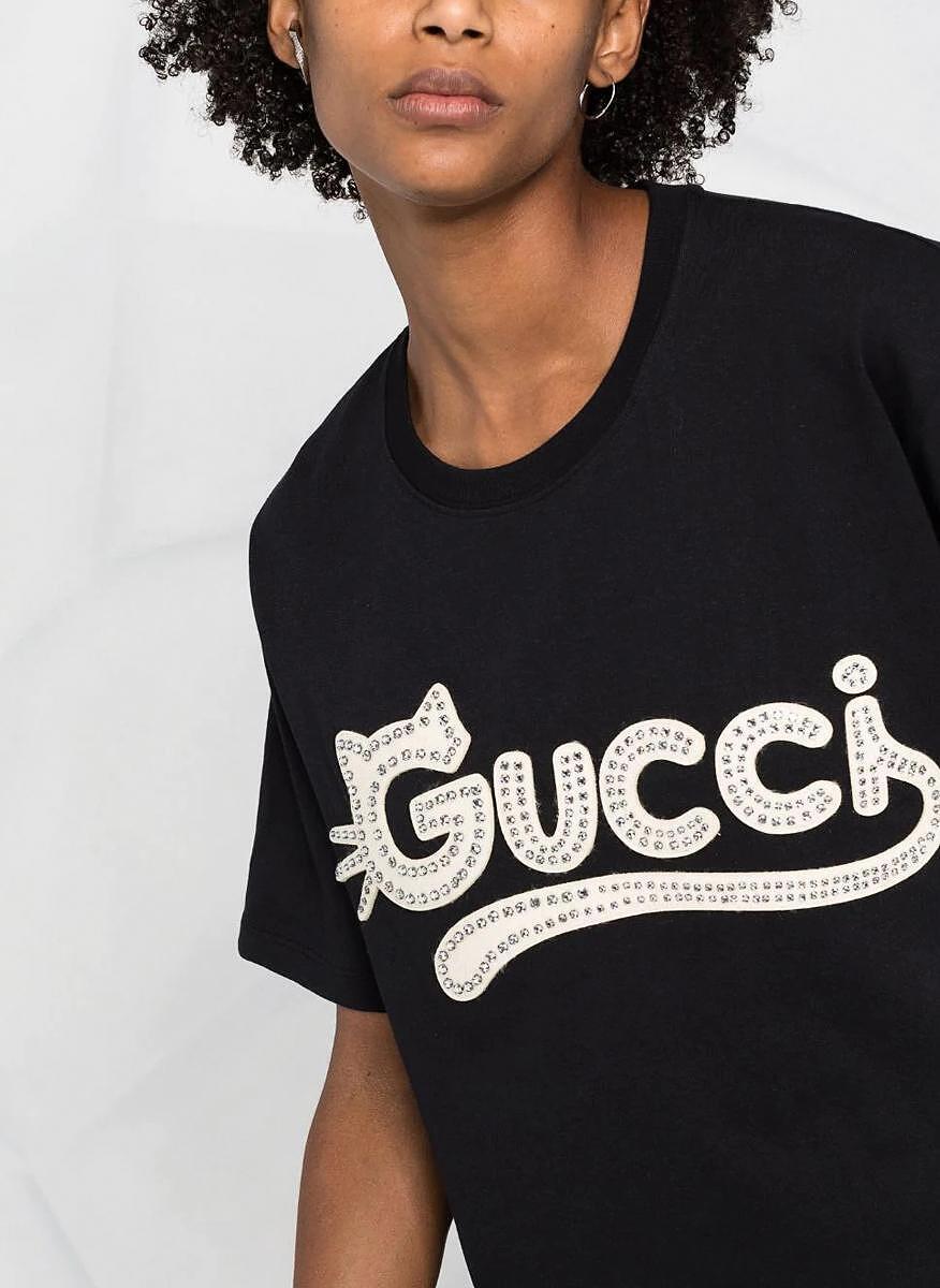 Тишърт с принт Gucci с крисали