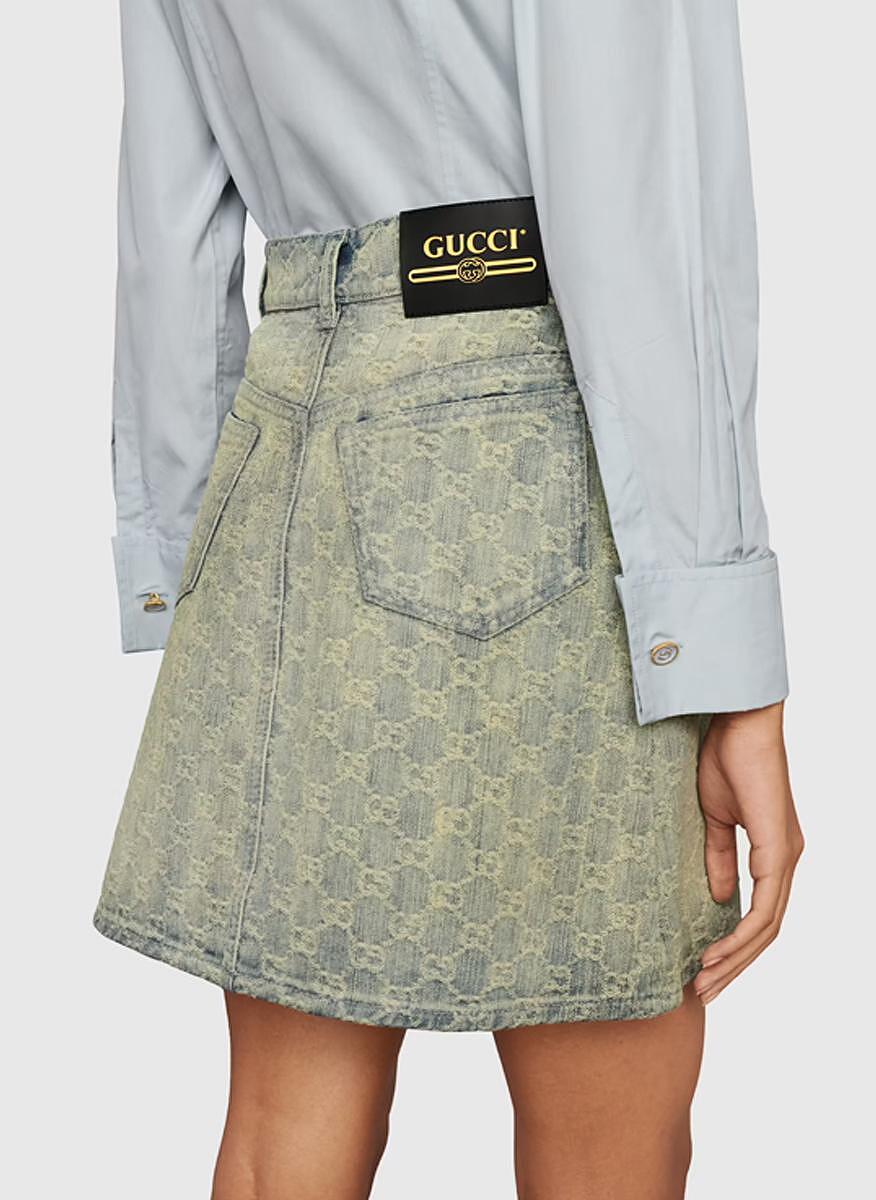 Пола от деним с GG мотив Gucci