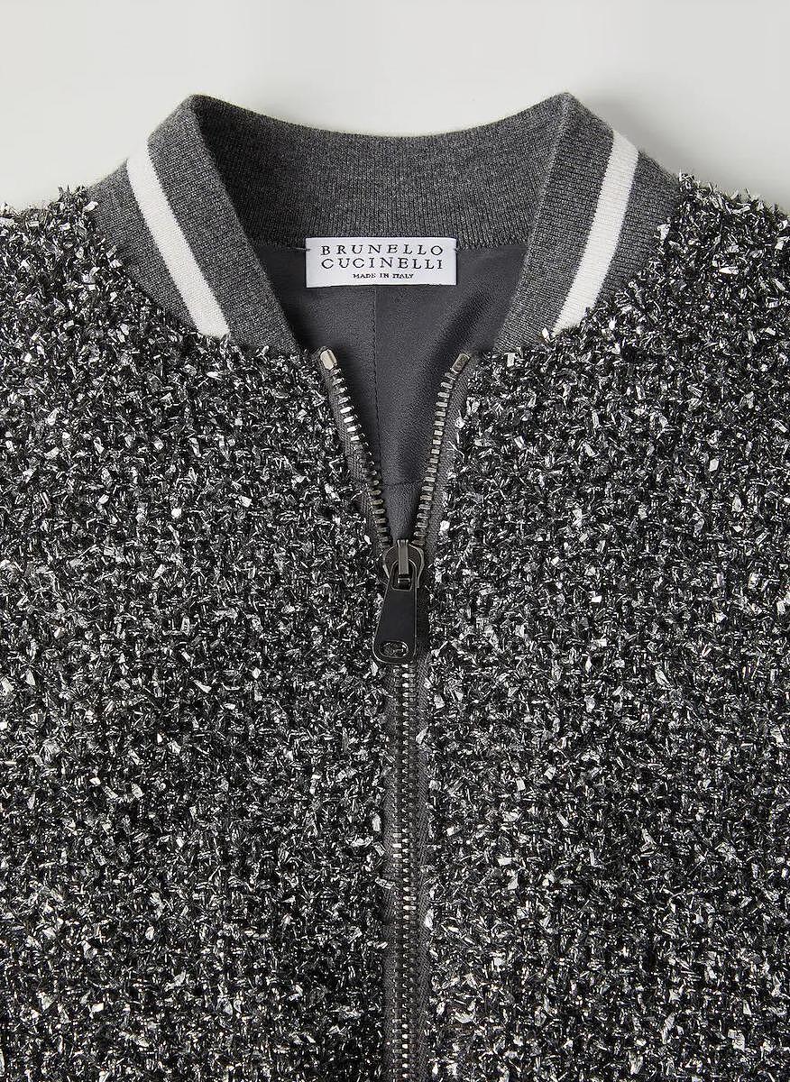 'Бомбър' яке с блестящи нишки Brunello Cucinelli Kids