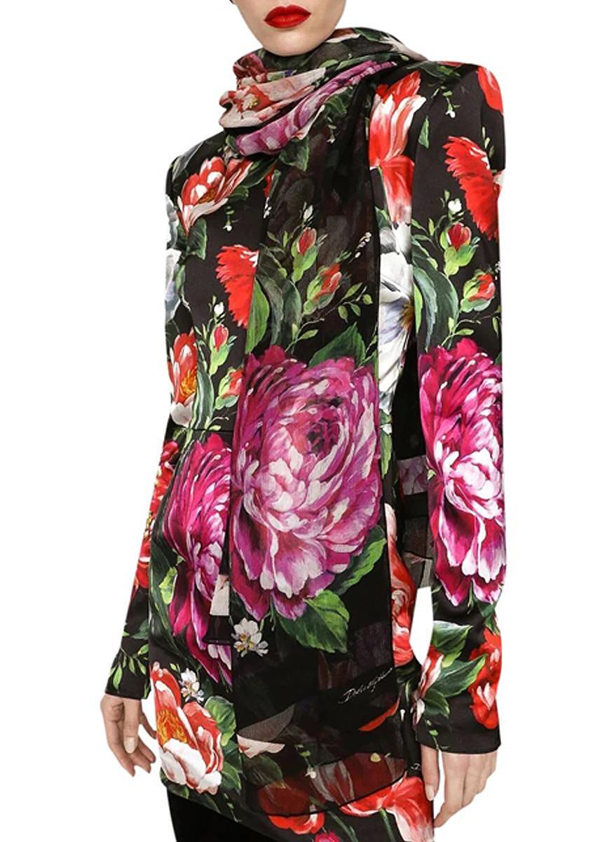Копринен шал с рози Dolce&Gabbana