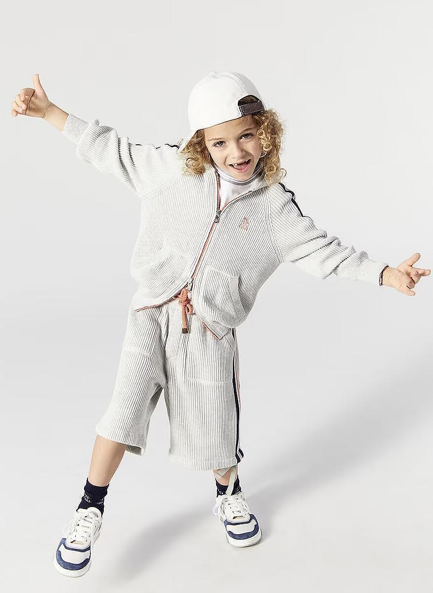 Тишърт с раиран мотив Brunello Cucinelli Kids 8-10