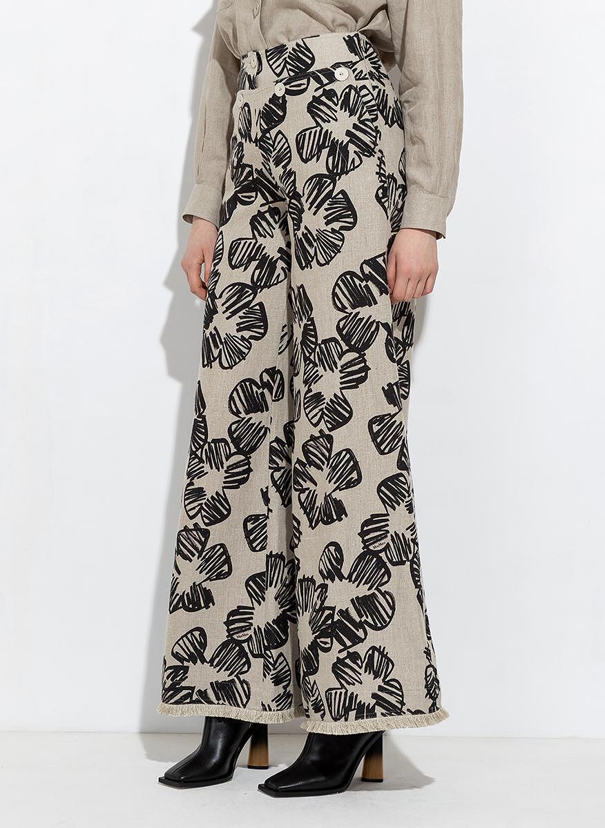Ленен панталон с принт Max Mara Maser