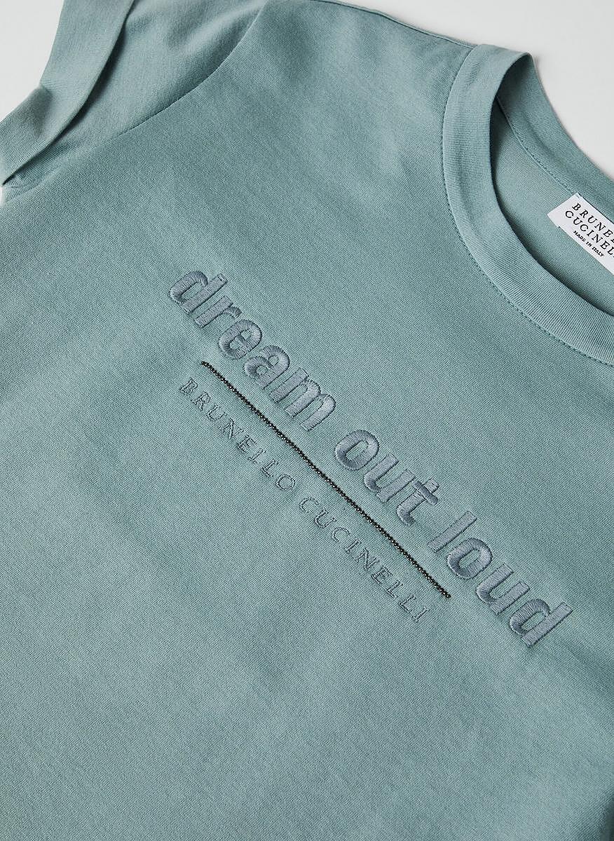 Тишърт с бродерия 'Dream Out Loud' Brunello Cucinelli Kids