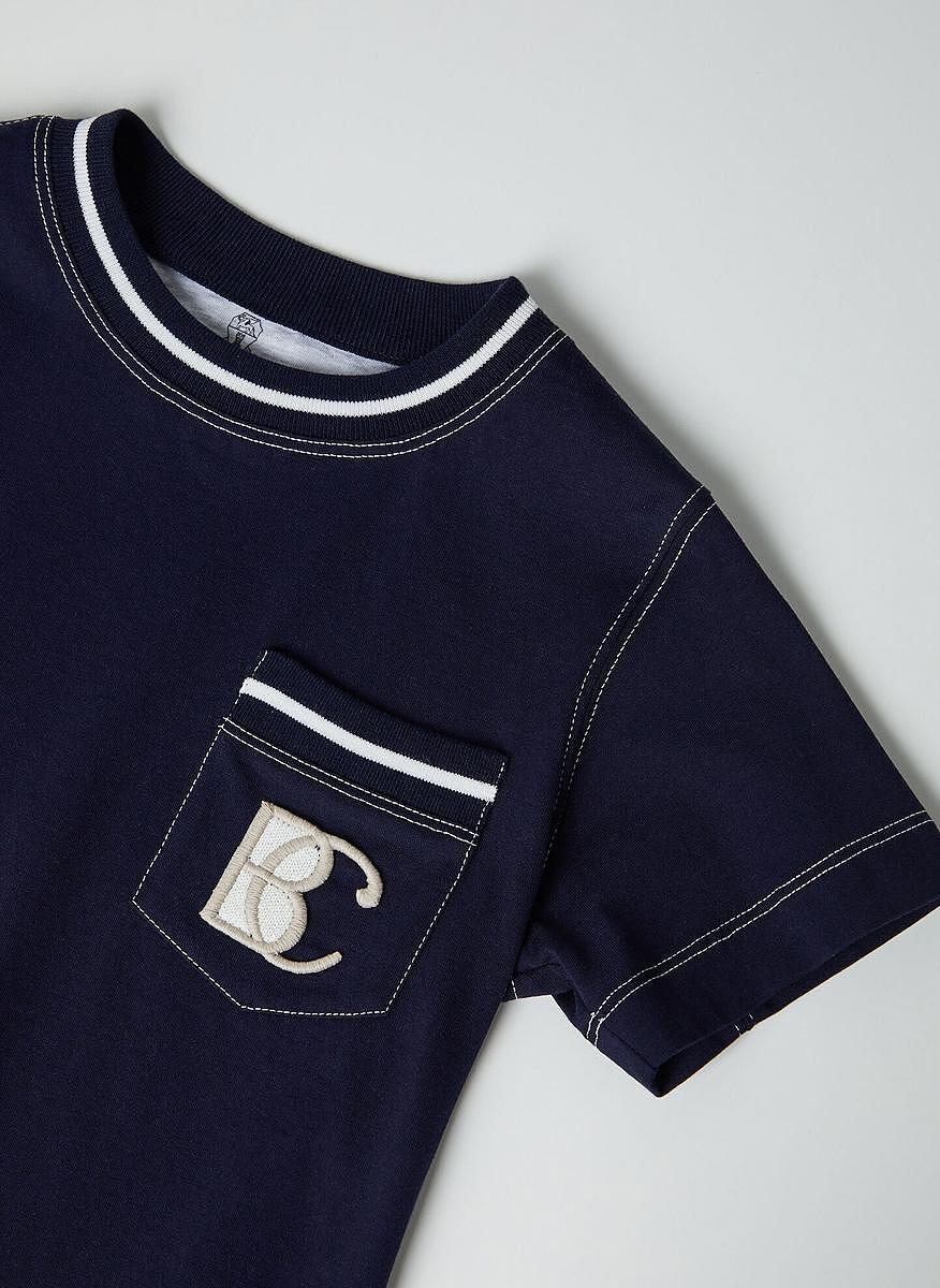 Тишърт с бродерия Brunello Cucinelli Kids