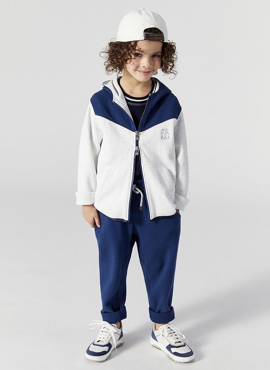 Тишърт с бродерия Brunello Cucinelli Kids