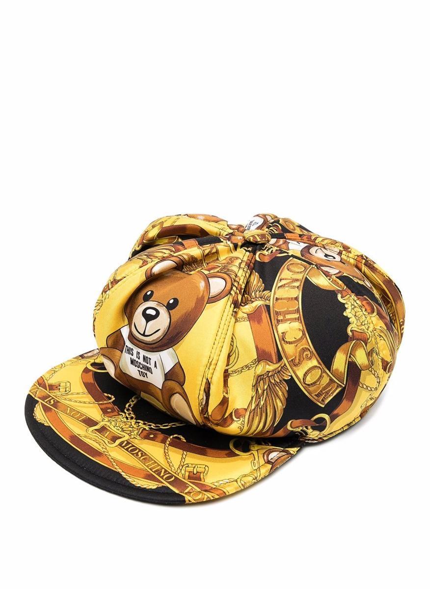 Копринена шапка Moschino с Teddy scarf принт
