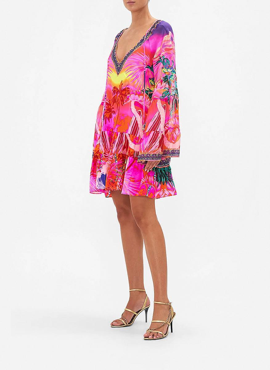 Рокля с принт 'Flight Of The Flamingo' Camilla