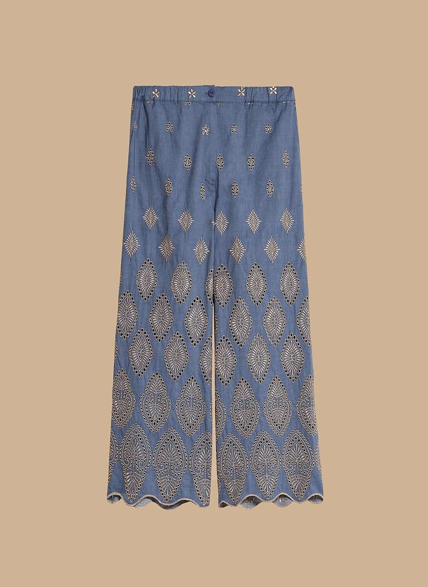 Панталон с бродерия 'Cropped Fit' Marina Rinaldi Aggravi